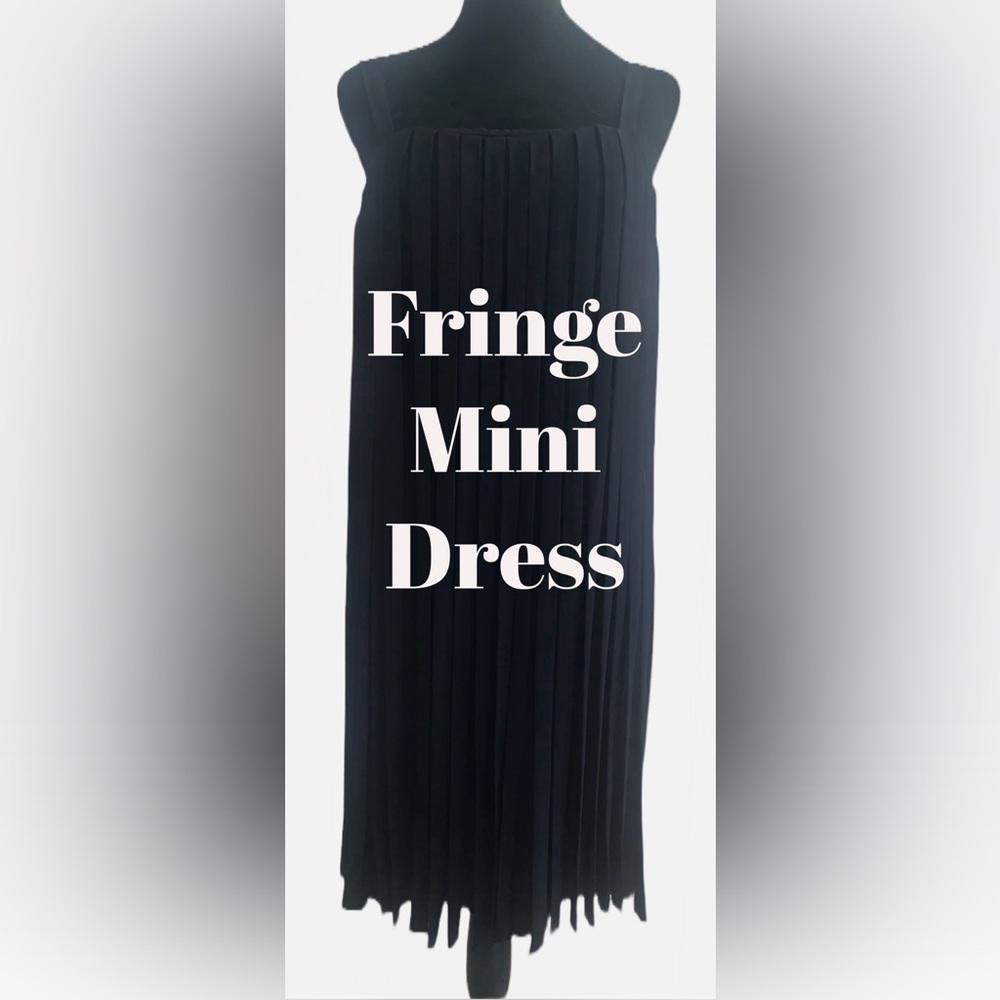 Vintage Black Fringe Dress by Junior Accents - Picture 1 of 5